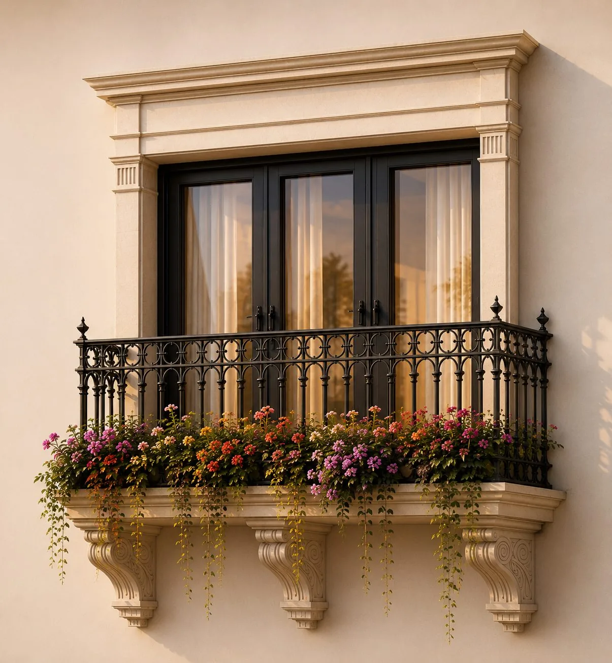 Juliet balcony with flowering railing